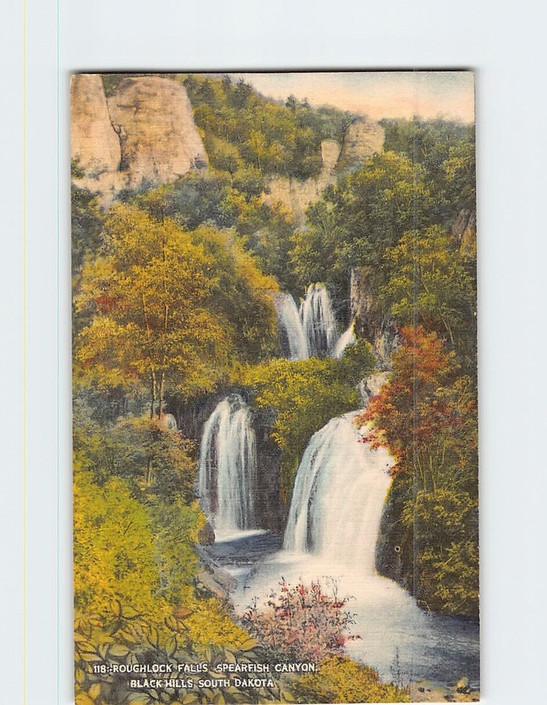 Postcard Roughlock Falls Spearfish Canyon Black Hills South Dakota USA