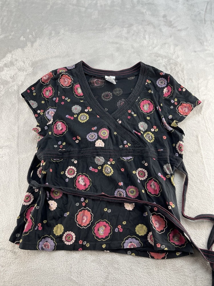 Old Navy Floral Top Womens XXL Perfect Fit Stretch Short Sleeve Casual