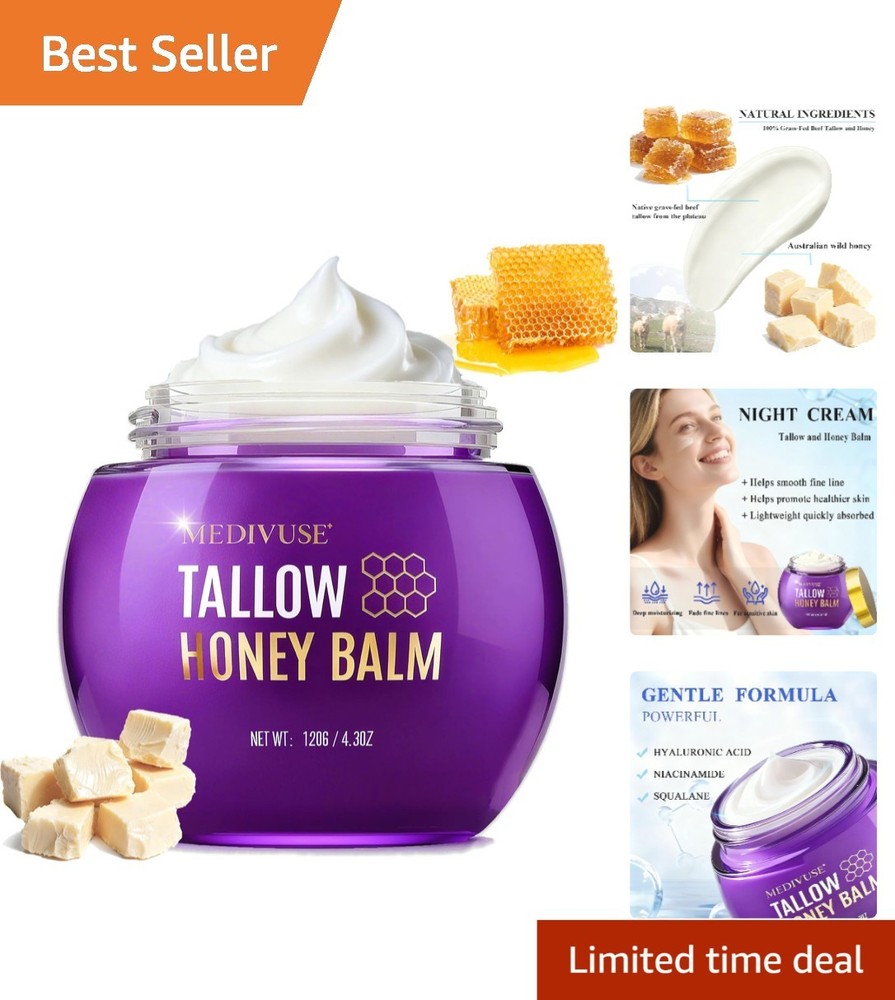 Nourishing Whipped Tallow & Honey Balm for Face and Body - 4.3oz Softening Cream
