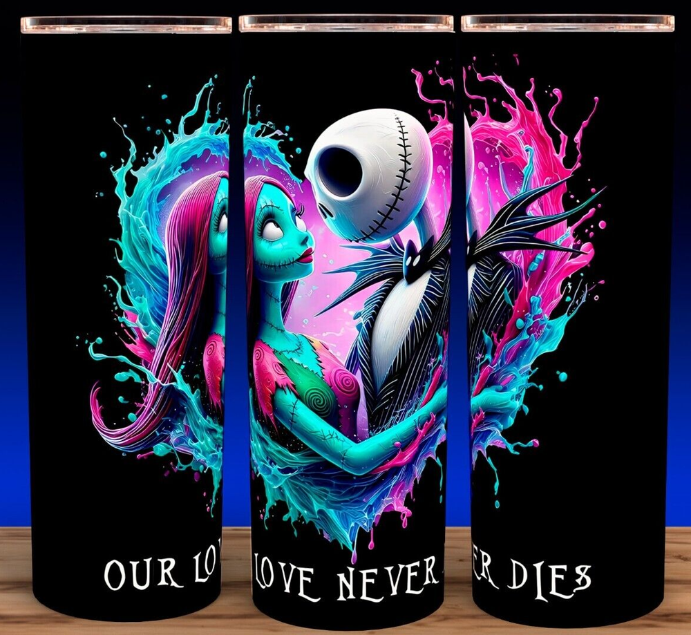 Jack and Sally Skellington Our Love Never Dies Cup Mug Tumbler