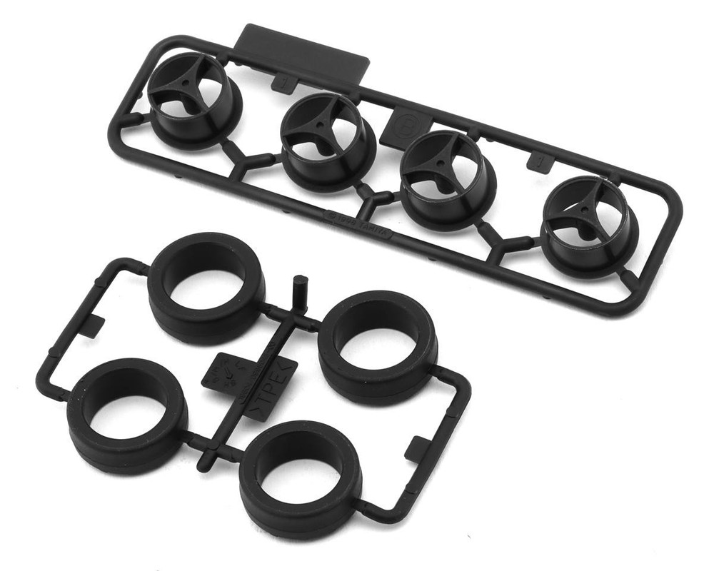 Tamiya JR Mini 4WD Super Small Diameter Narrow Low Profile Tires & Wheels (4)🌟✨25 Years on eBay! 250,000+ feedback!✨🌟