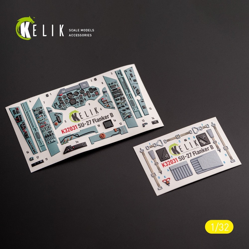 1:32 Sukhoi SU-27 - Interior 3D Decals for Trumpeter kit KeliK K32031