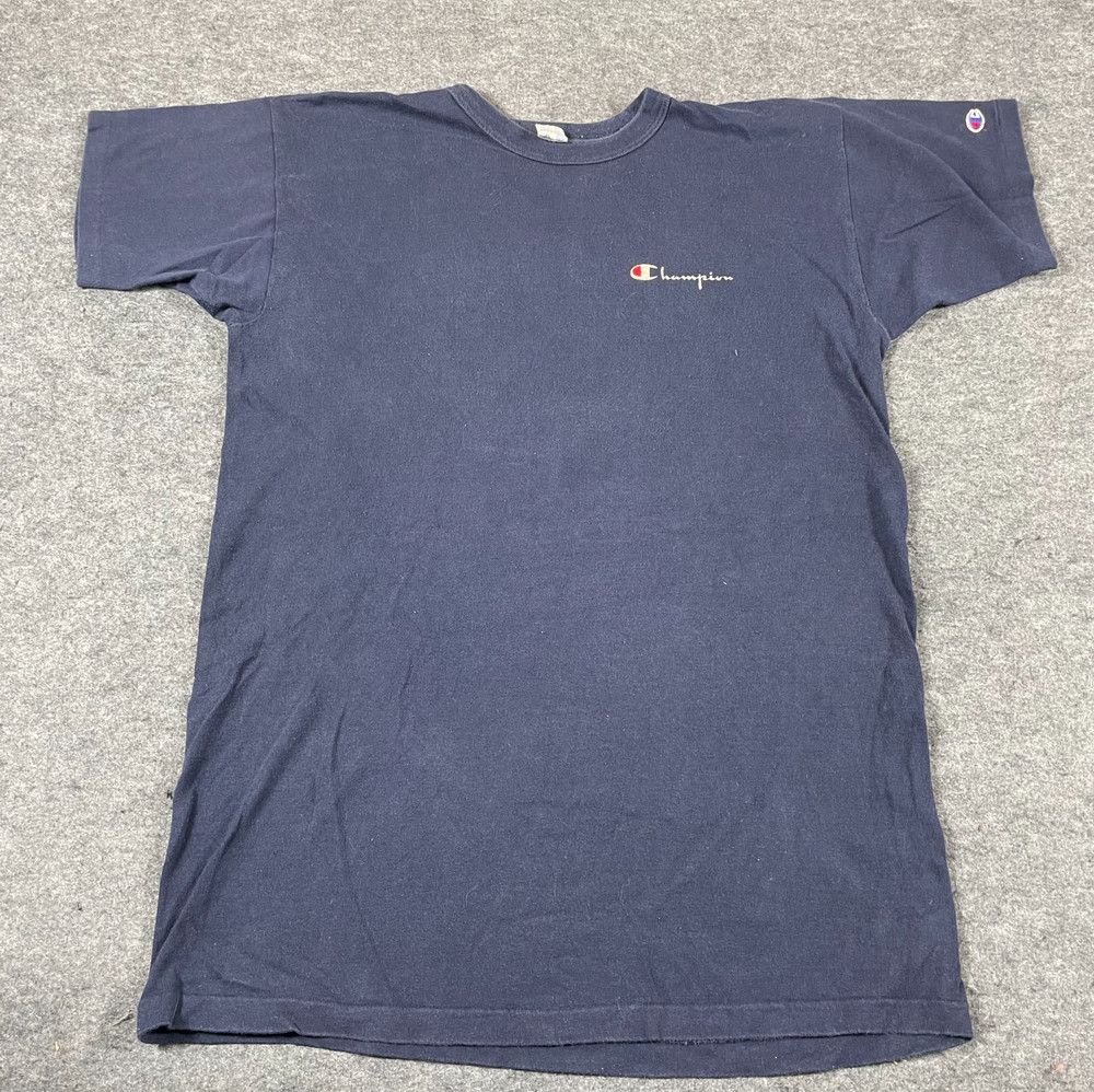 VTG Champion T Shirt Mens XL Blue Spell Out Single Stitch Cotton USA Retro 90s