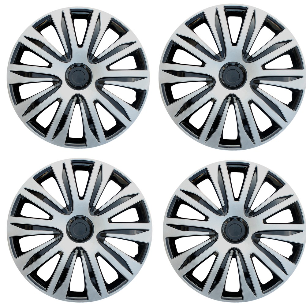 4 PCS Black & Silver 16 Inch Wheel Rim Hubcaps for Cars