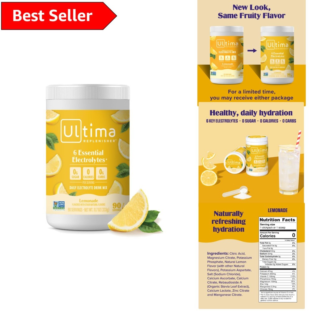 Keto Lemonade Electrolyte Powder - 90 Servings for Hydration Support