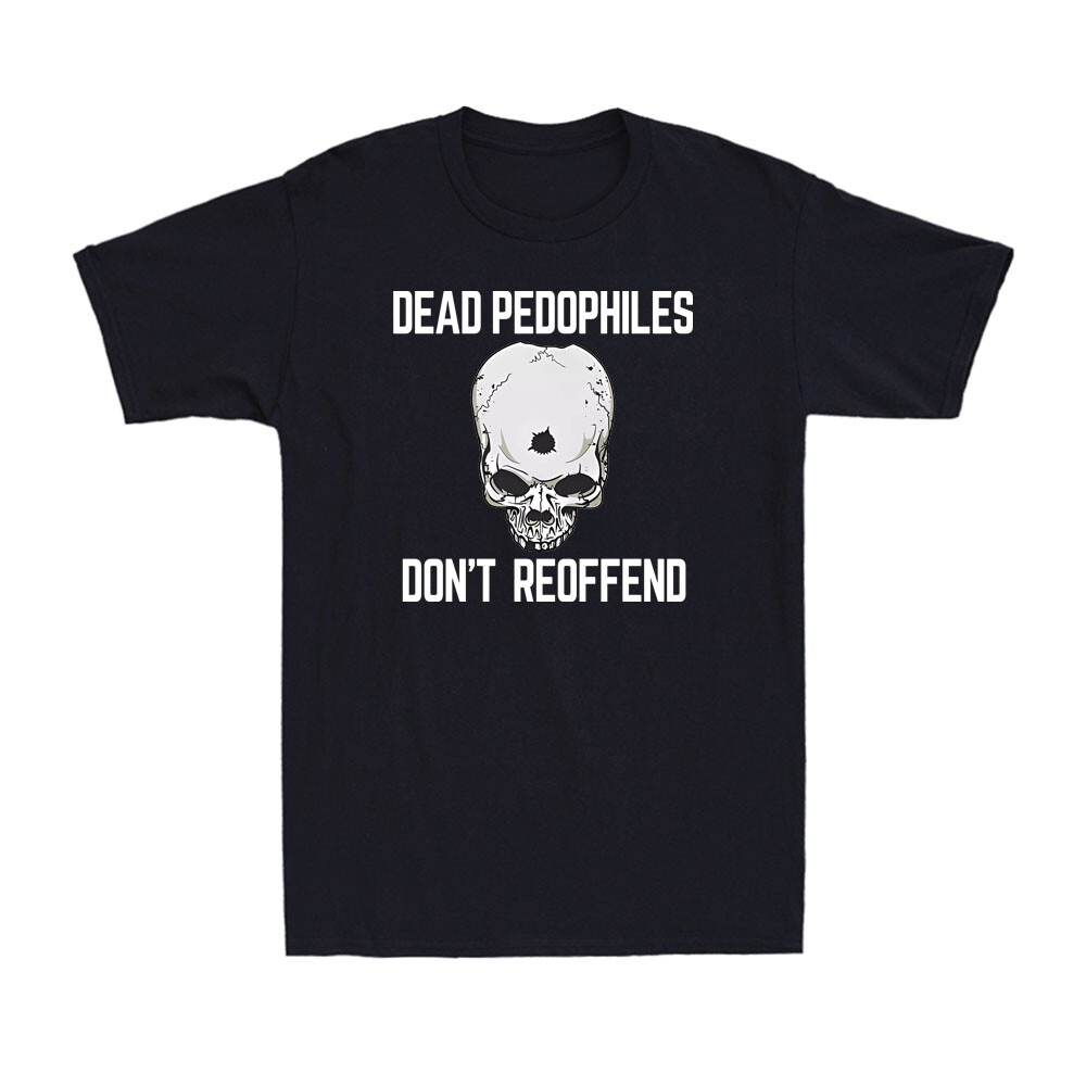 Dead Pedophiles Don't Reoffend Funny Skull Bullet Hole Vintage Men's T-Shirt