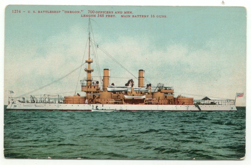 U.S. Navy Battleship USS Oregon Postcard