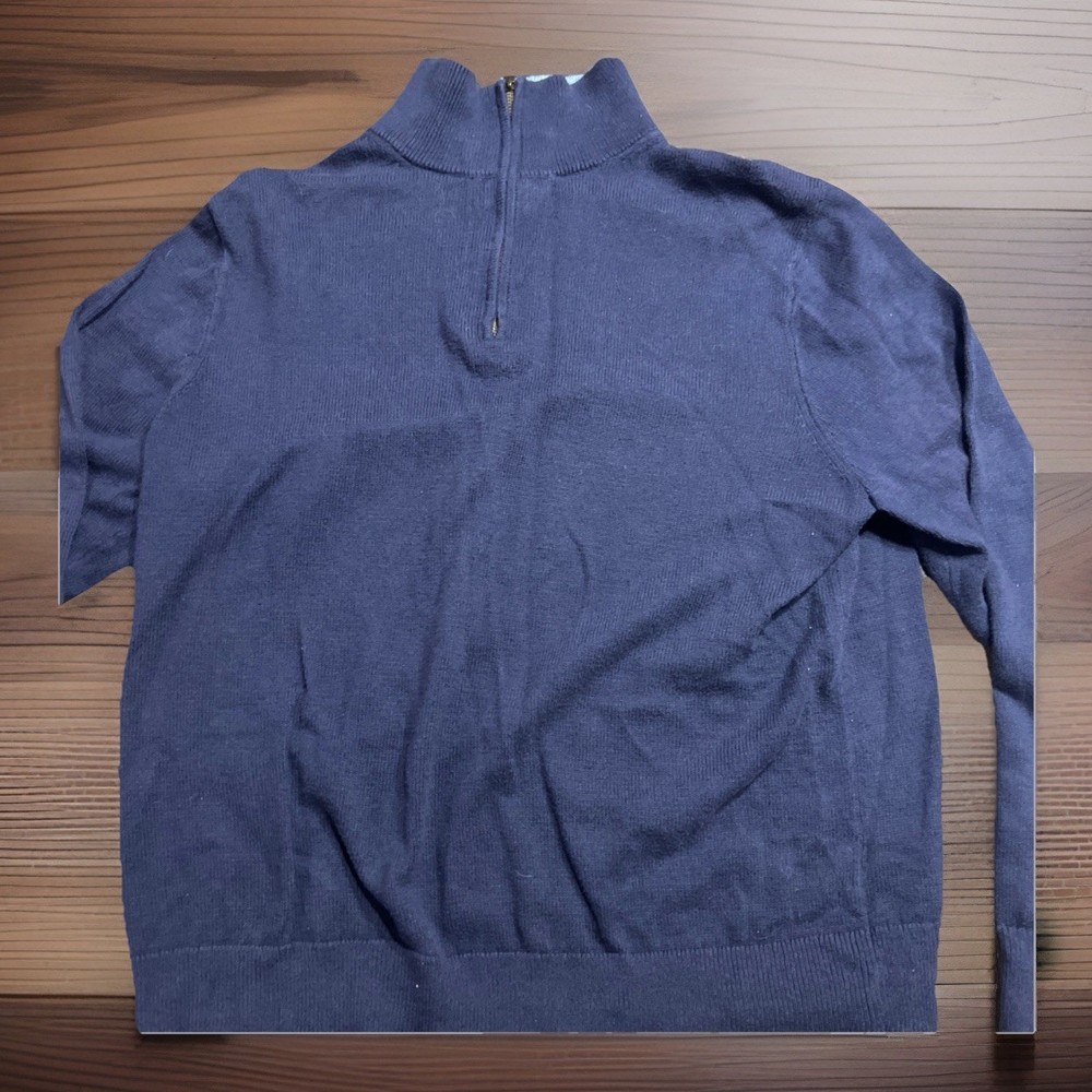 J.Crew Men’s Quarter Zip Sweater Dark Blue Knit Pullover Size L
