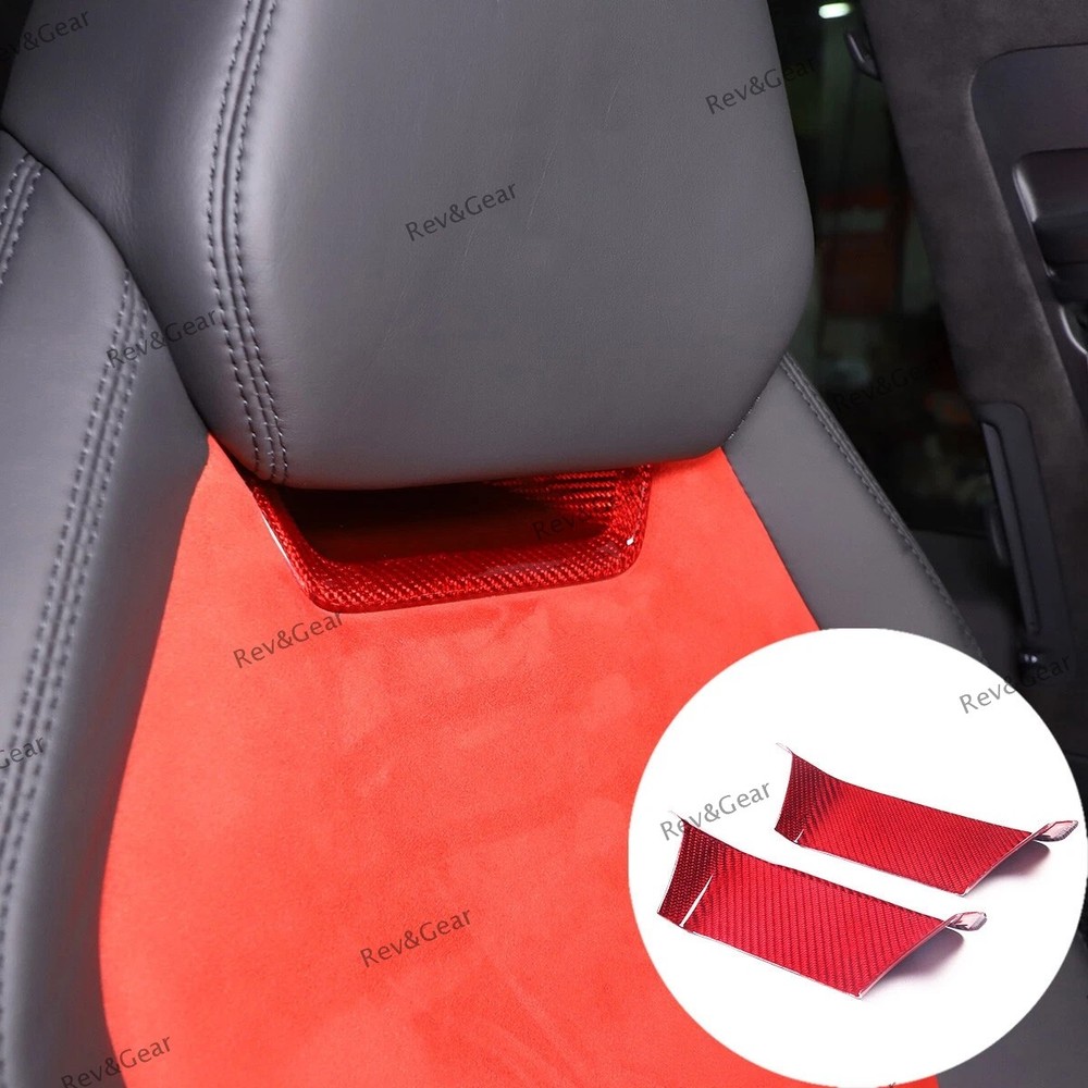 Red Carbon Fiber Seat Headrest Front Decorative Cover For Lamborghini URUS 18-25