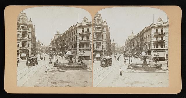 Photo:Frankfurt Germany Kaiserplatz Street Scene c1901 Stereoview