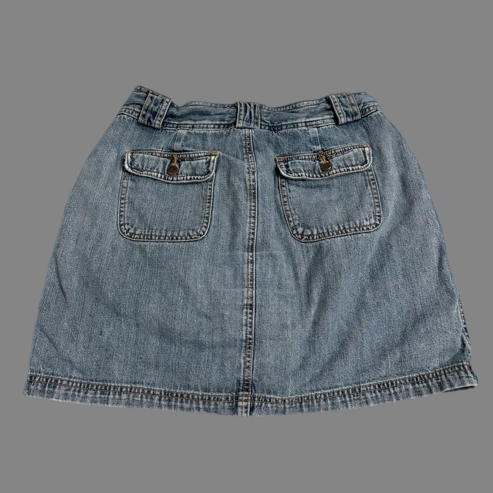Y2k 2000s Light wash denim mini skirt with pockets and built in shorts size 8