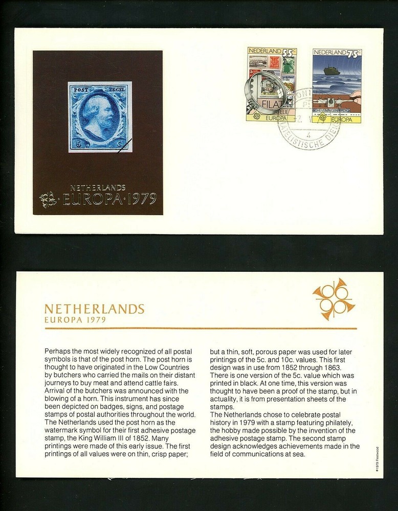 Postal History Netherlands FDC #587-588 Europa stamp on stamp morse code 1979