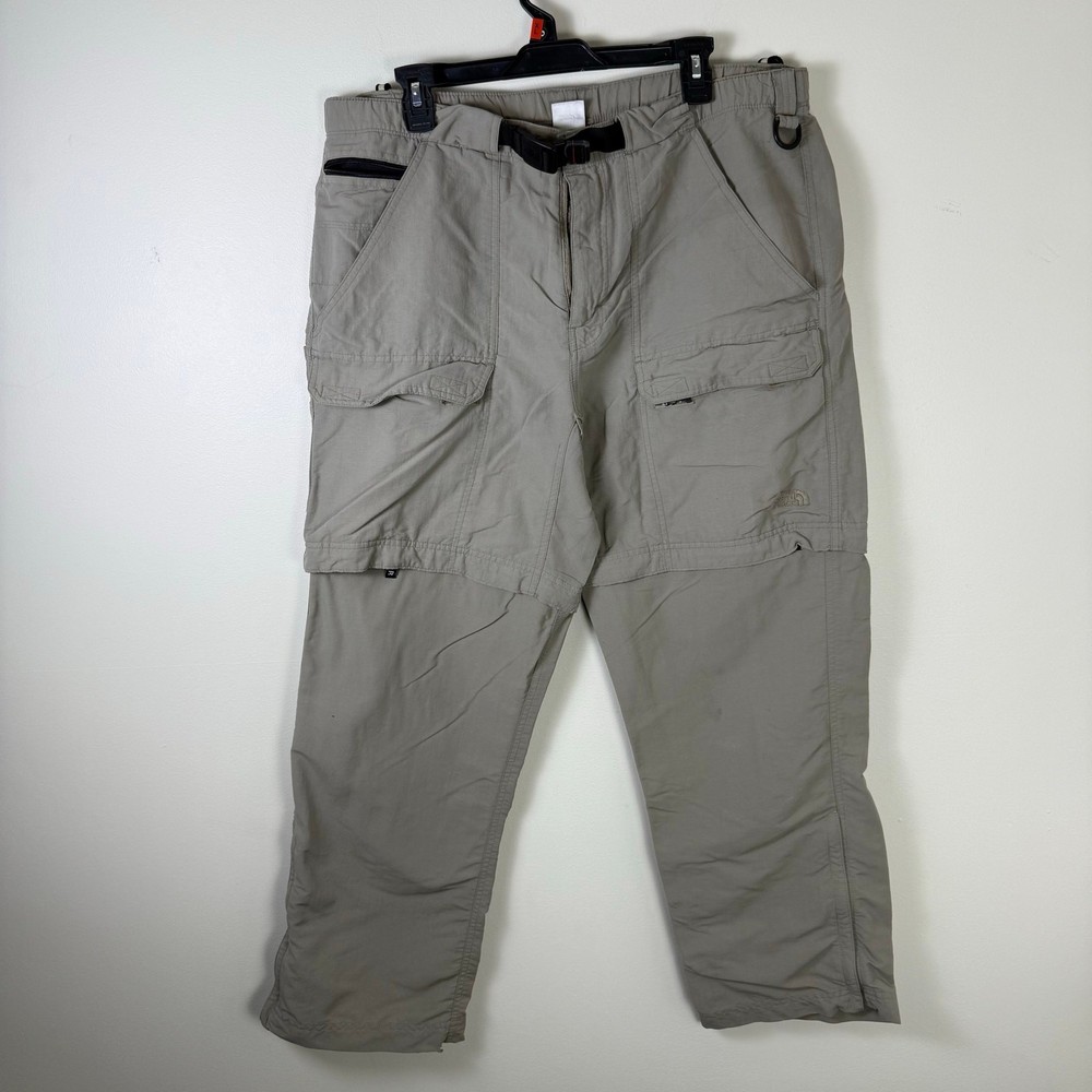 North Face Gray Cargo Convertible Belted Hiking Pants for Men Size Large  