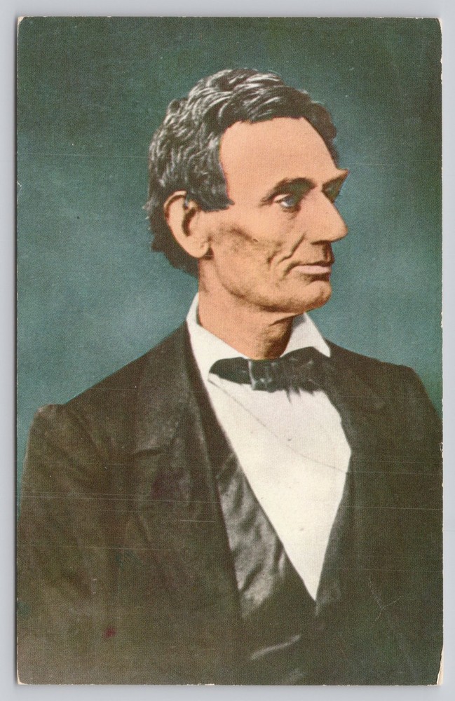 Abraham Lincoln Portrait Postcard - Curteichrom US President Biography