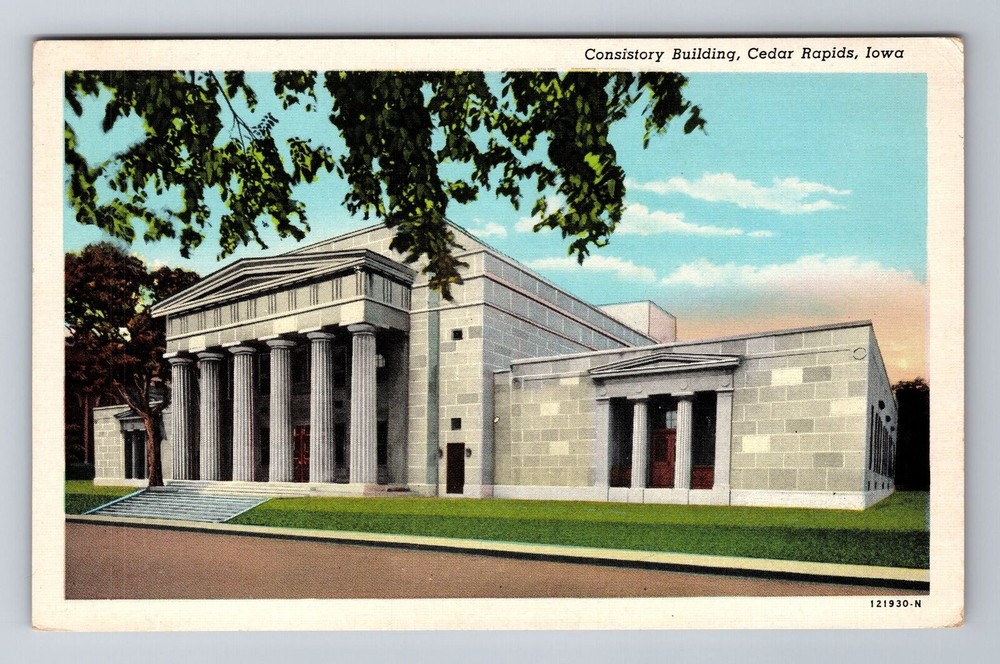 Cedar Rapids IA-Iowa, Consistory Building, Antique Vintage Souvenir Postcard