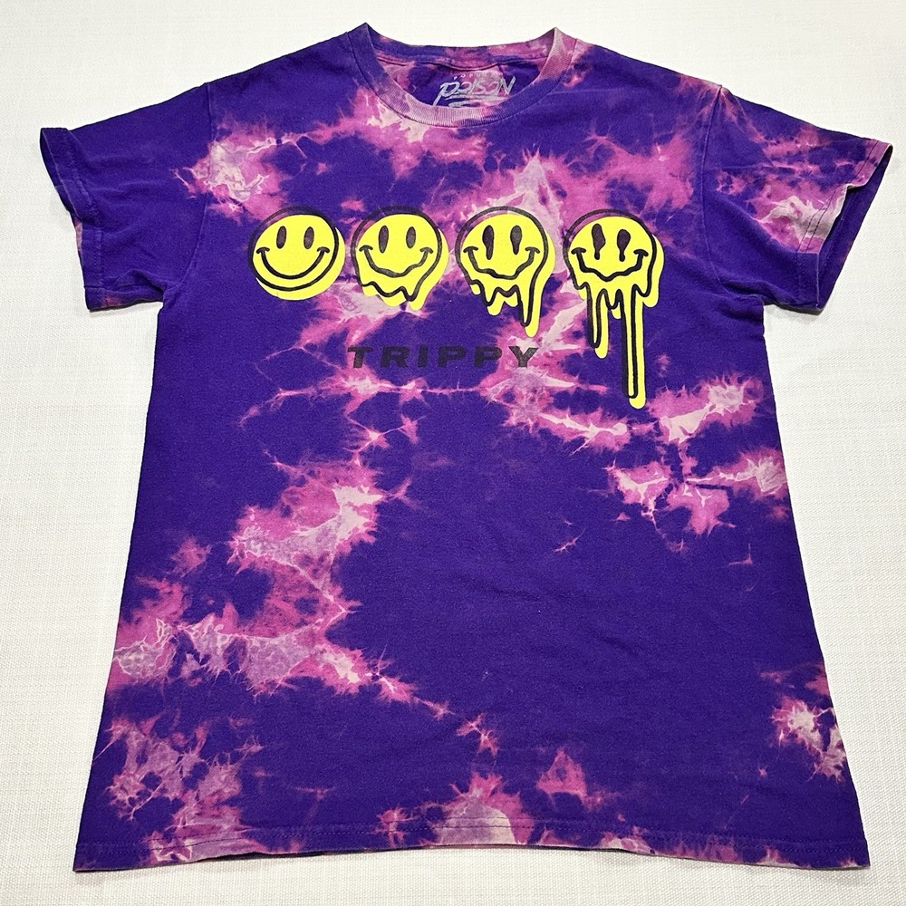 Popular Poison Trippy Melting Smiley Face Tie Dye Graphic T-shirt Size S