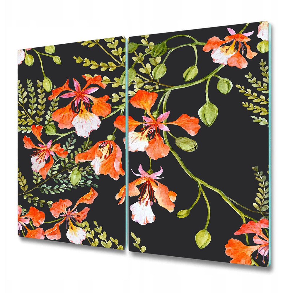 Glass Chopping Cutting Board Worktop Saver Chinatown Fire Flowers 2x30x52
