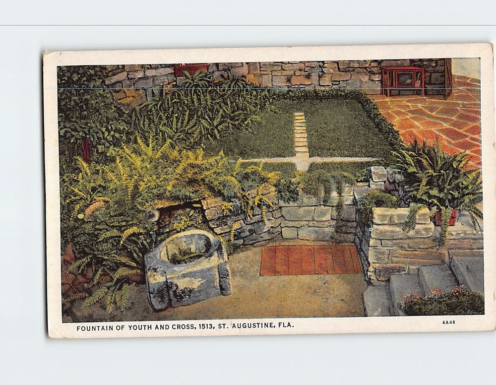 Postcard Fountain of  Youth and Cross 1513 St. Augustine Florida USA