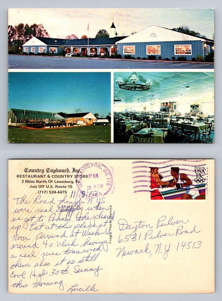 Lewisburg, PA-Pennsylvania, Country Cupboard Restaurant Vintage c1983 Postcard