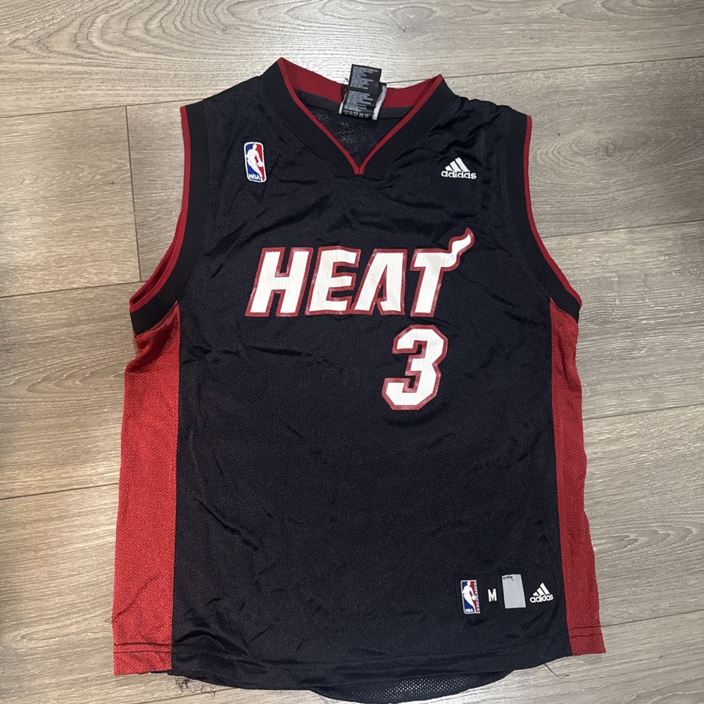 Adidas NBA Miami Heat #3 Dwayne Wade Black Basketball Jersey Youth Medium 10/12