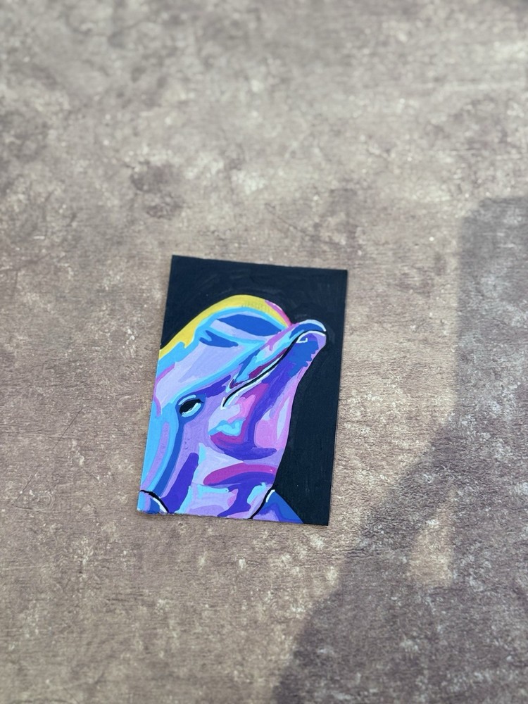 ACEO ORIGINAL  Animal Dolphin Rainbow Ocean Sea Mammal Marine Life Tinycanvasbyh