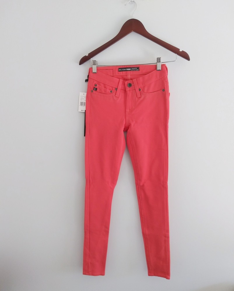 Big Star Colette Mid-Rise Skinny Stretch Jeans Size 23 Red Orange