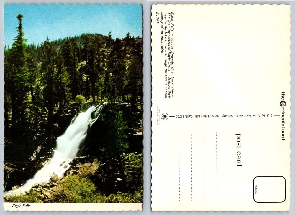 Eagle Falls Emerald Bay Lake Tahoe California Chrome Postcard Mike Roberts