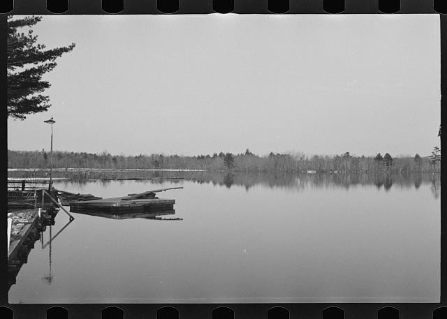 Photo:Sebago Lake Maine 1936 Flooded Shoreline Dock Highway