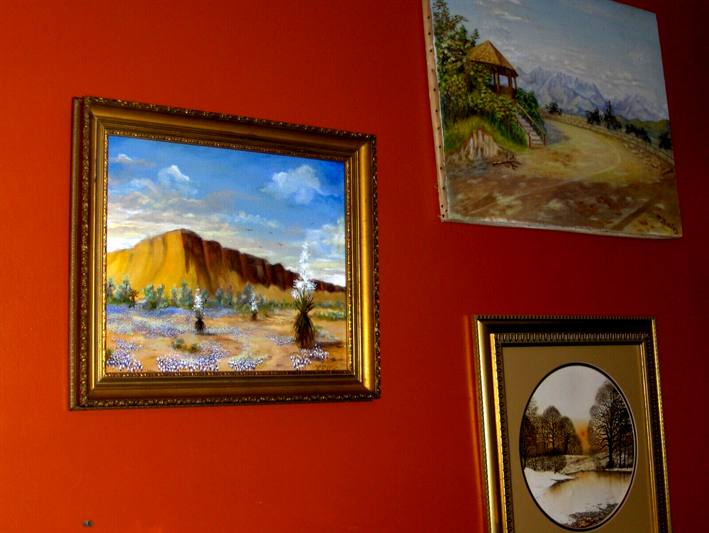 Original Buebonnet LandscapHouse Water Will Bird  Blooming Yucca TX VINTAGE Oil