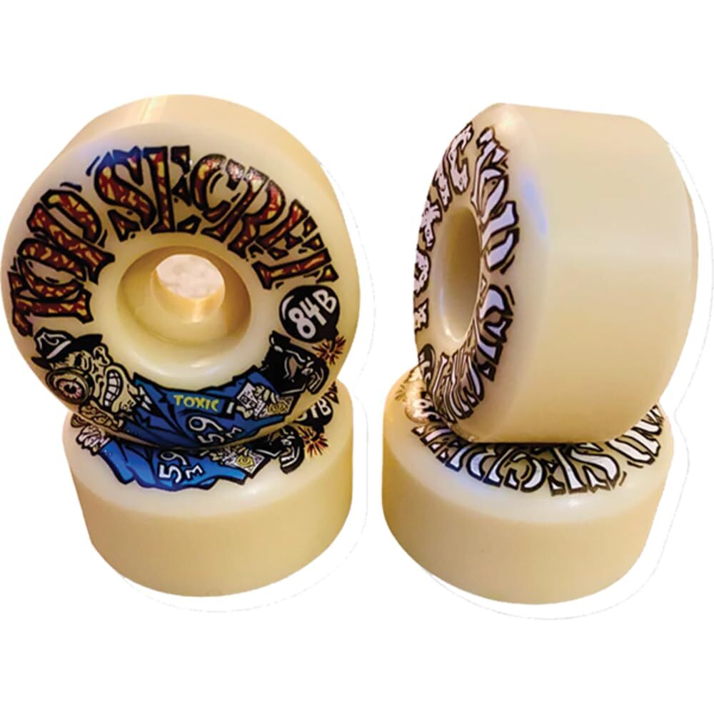 toxic Superthane Top Secret 59mm 104A Natural Skateboard Wheels (Set of 4)