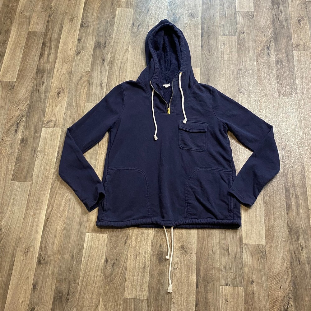 J Crew Blue Quarter Zip Hoodie Fleece Women's XS
