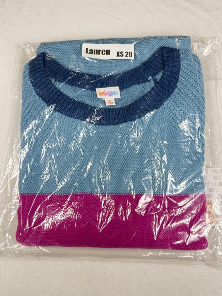 New LuLaRoe Lauren Sweater Dress Raglan Sleeves Cable Knit Size XS 20