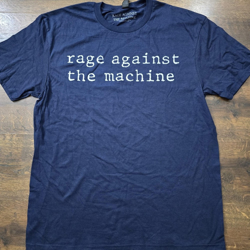 Rage Against The Machine Shirt Mens Large Blue Logo Graphic Band Tee Gildan