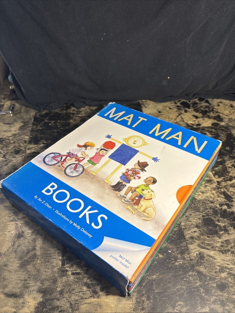Mat Man 4 Book Set Olsen Get Set for School Hardcover Hats Shapes Opposites Go