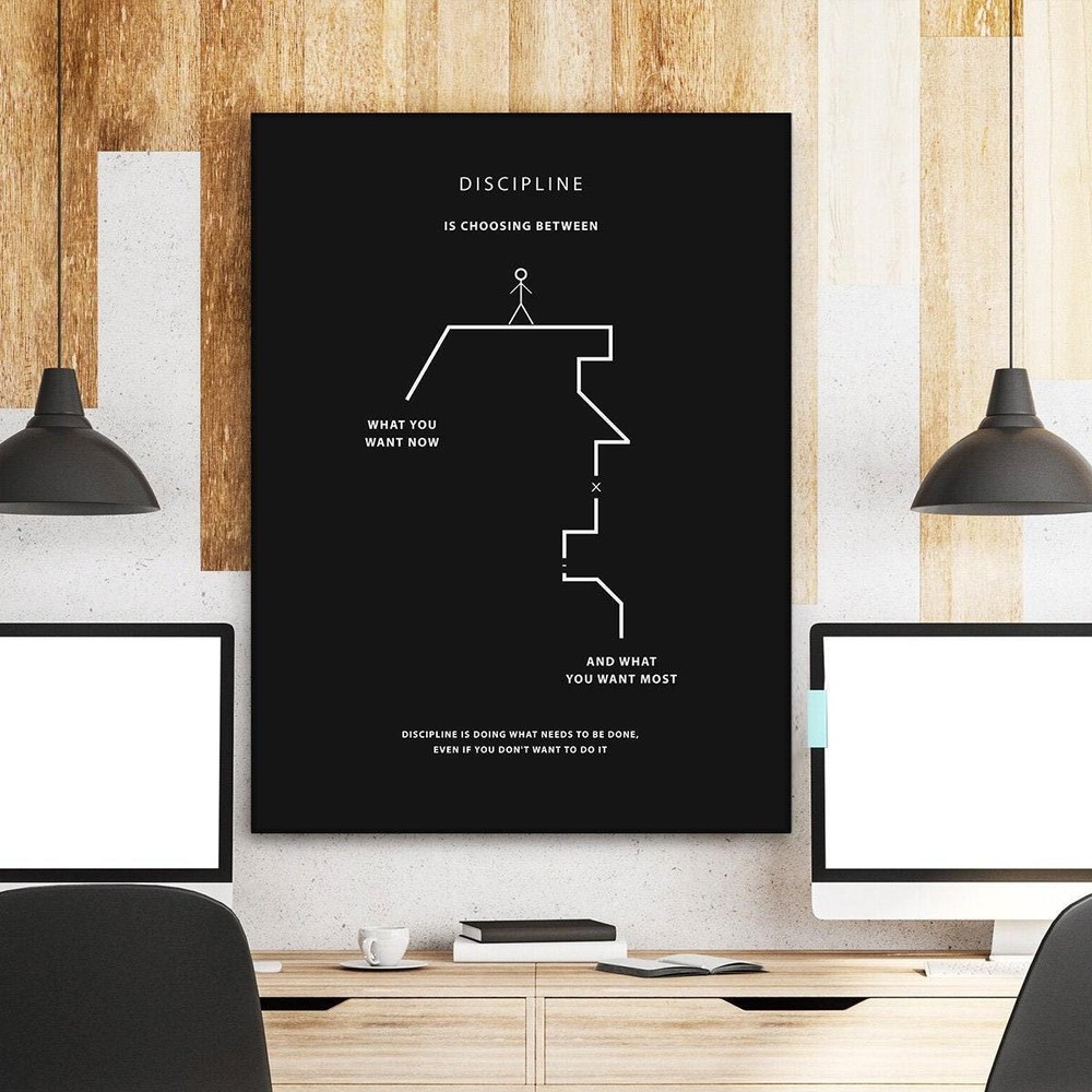 Discipline Motivational Modern Art Poster Print Wall Art Office Decor Poster