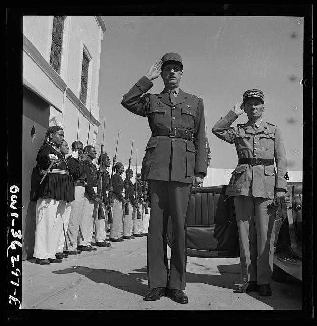 Carthage Tunisia De Gaulle Gen Mast 1943 Marseillaise Salute Bey Palace