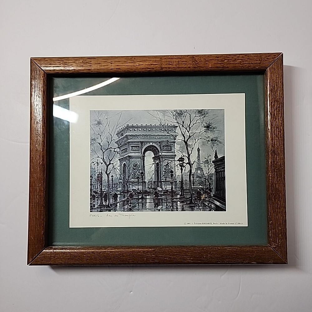 VINTAGE 1981 MAURICE LEGENDRE FRAMED FINE ART PARIS L ARC DE TRIOMPHE 12x10in