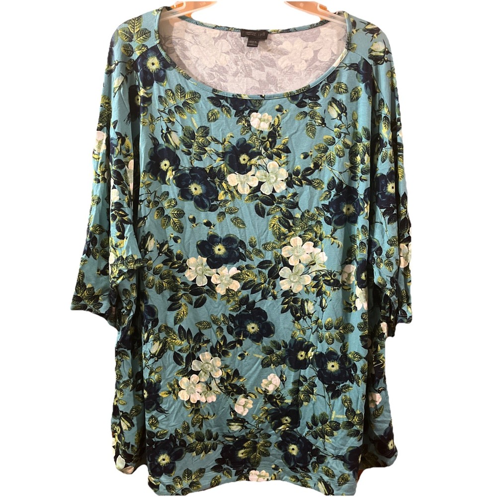 J Jill Wearever Floral Pullover Top for Women 3X Stretch Comfortable Flowy Fit