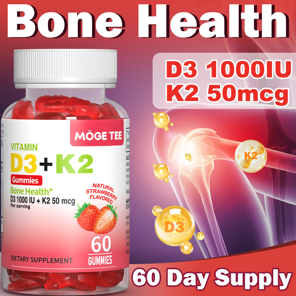Vitamin D3 K2 Gummies - 60 Count - Support Bone Heart Immune Health US Free Ship