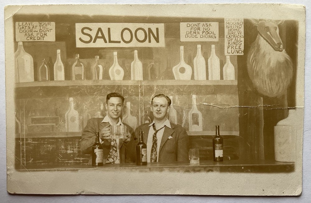 RPPC Real Photo Postcard - Men In Souvenir Saloon, Riverview Park, Chicago, IL