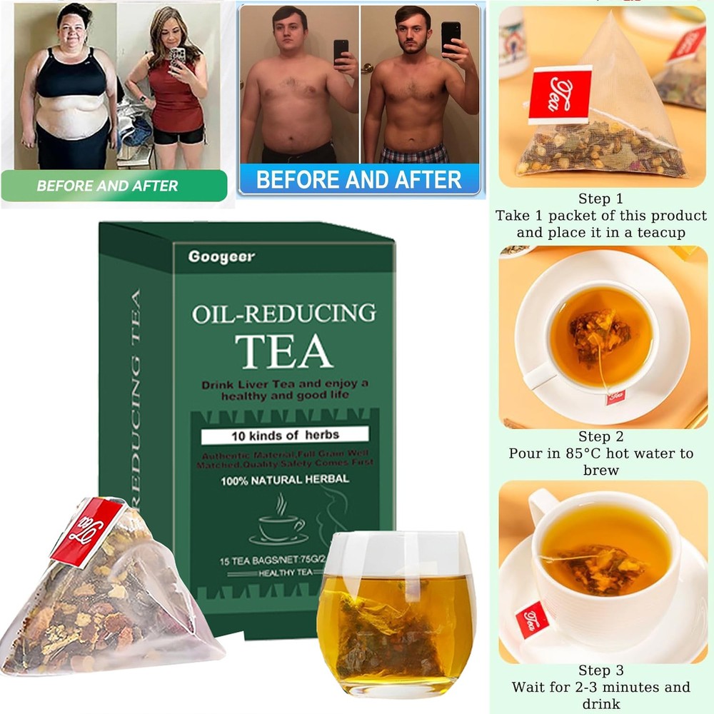 Oil-Reducing Tea-10 Herbal with Excellent Formula, Oil Cleansing Tea for Liver
