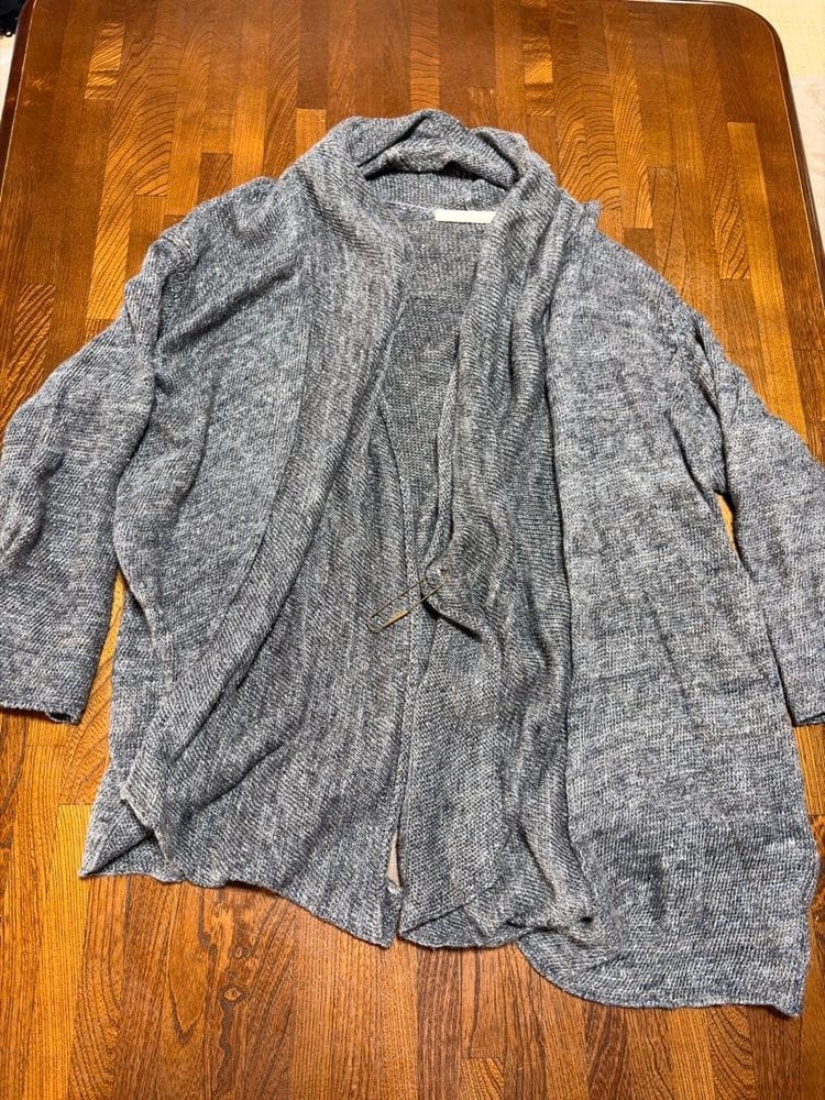 evam eva Gray Cardigan Long Sleeve Free Size Women's Fashion