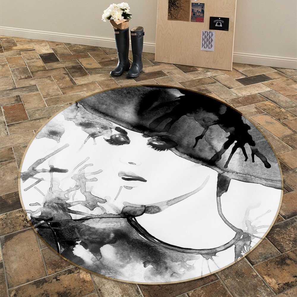 3D Ink Art Hat Girl NAO6273 Game Rug Mat Elegant Photo Carpet Mat Fay