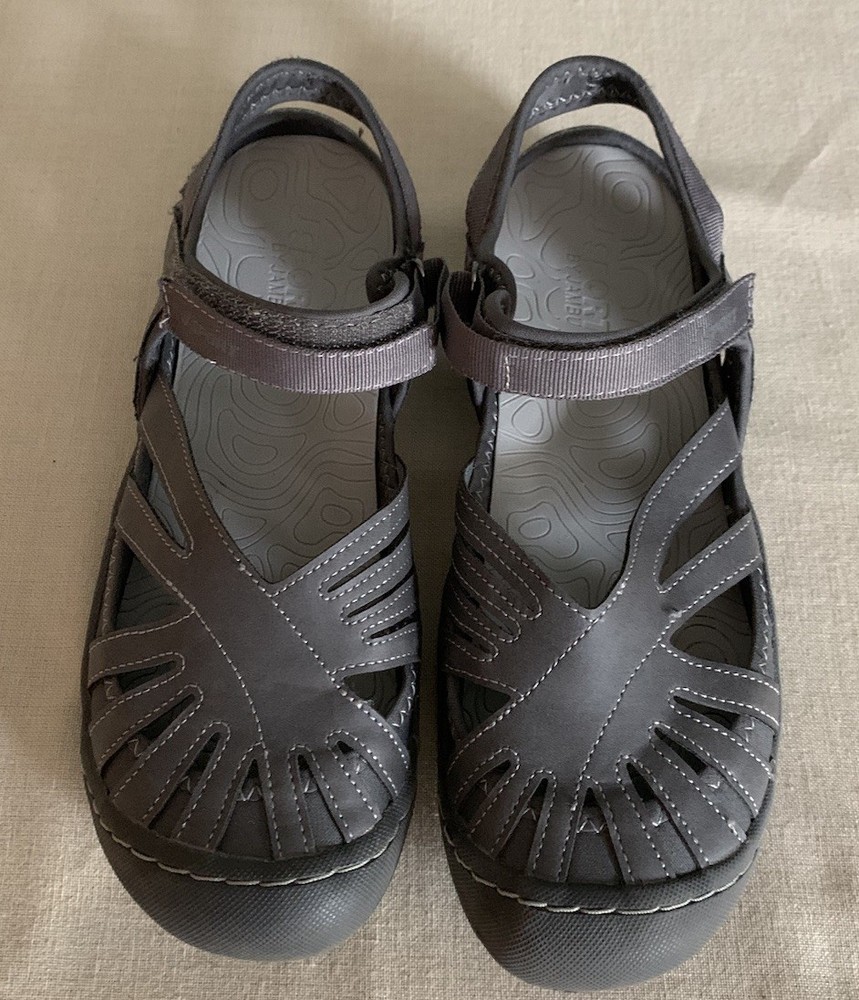 J Sport by Jambu Womens Size 8.5 Poppy  Grey Hook and Loop Adjustable Sandals