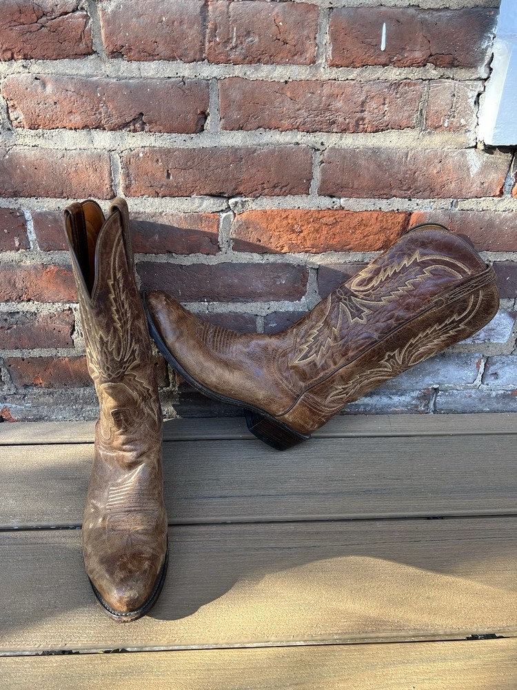 Lucchese 1883 Crayton Boots Mens 10 D Brown Mad Dog Goat Leather Cowboy N1547 R4