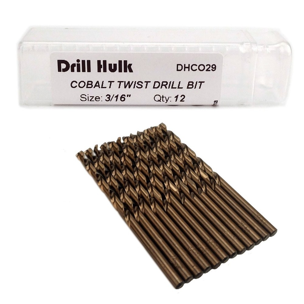 3/16-Inch Cobalt Steel M35 Jobber Length Twist Drill Bits for Hard Metal Stai...