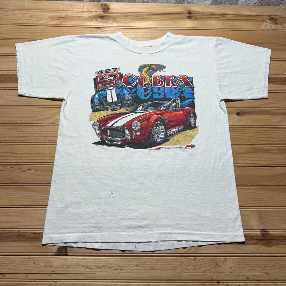 Vintage 1991 Ford Shelby Cobra 427 Classic Sports Car Graphic Promo Shirt Large