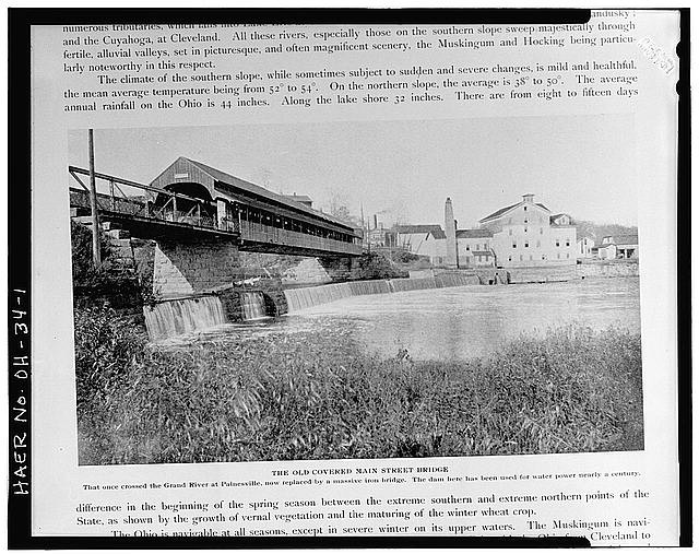 Photo:Painesville Ohio Main Street Covered Bridge Grand River 1900s