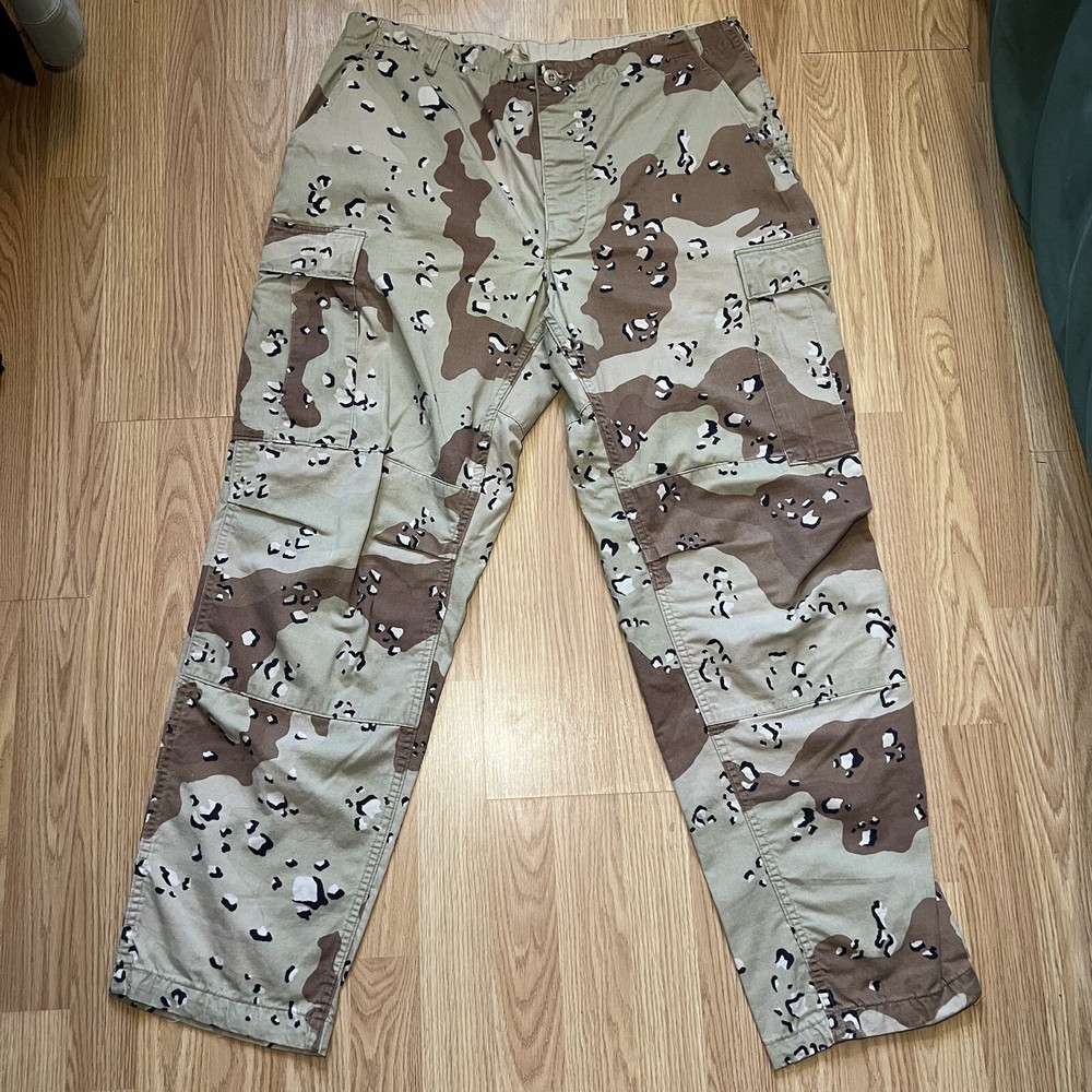 US Military Desert Camo Cargo Pants Size Large Regular Vintage Combat Trousers
