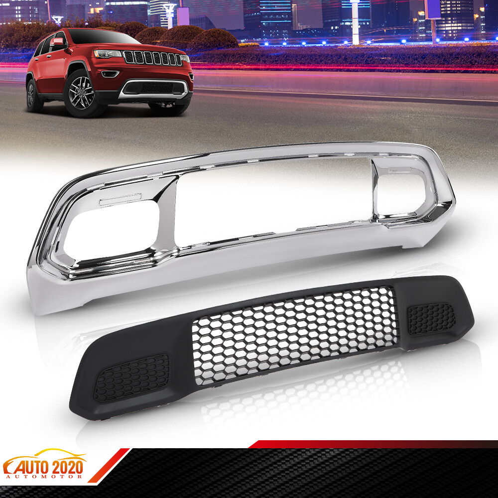 Fits Jeep Grand Cherokee 2017-22 Chrome Front Lower Grille & Bumper Grill Bezel